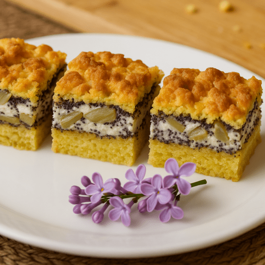 Пляцок з ревеню із маком