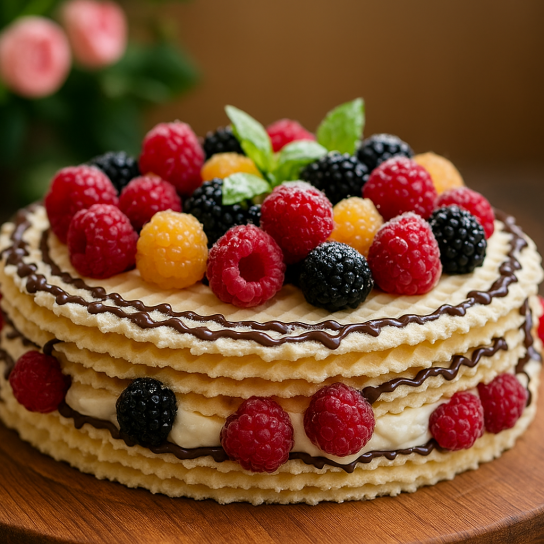 Вафельний торт з ягодами