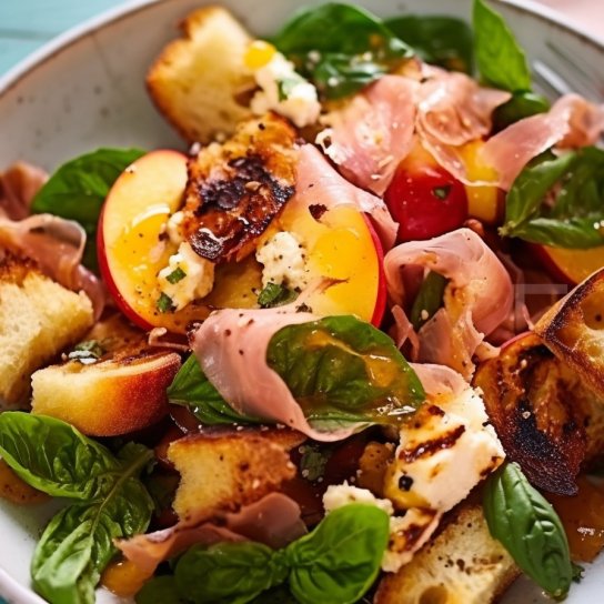 панцанела зі смаженими нектаринами і прошуто