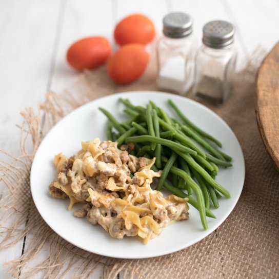 Запіканка з бефстроганов