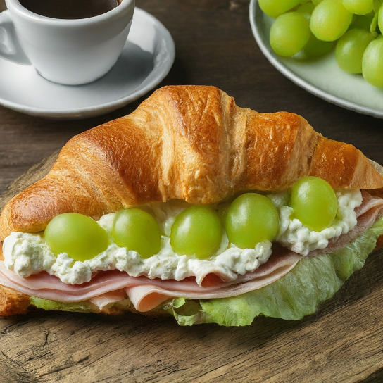 Круасан із сиром і виноградом