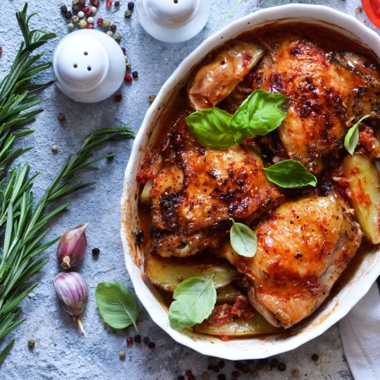 курячі стегна з бататом