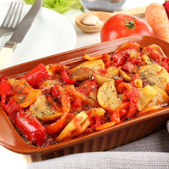 Запіканка з кабачків, моркви і перцю