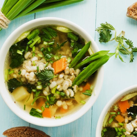 Перловый суп с зеленью