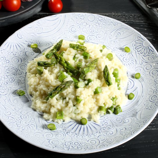 Ризотто со спаржей и горошком