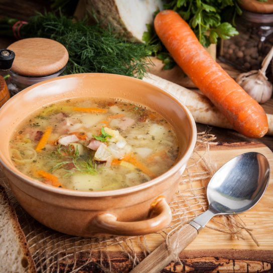 Сытный гороховый суп с карбонадом