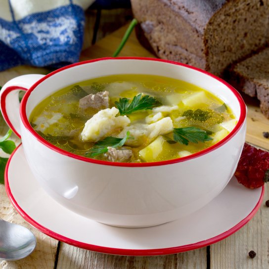 Суп з зеленими галушками