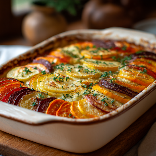 кольоровий овочевий гратен