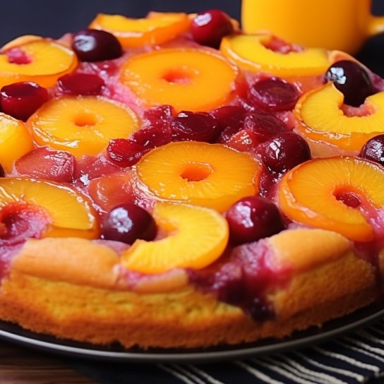 перевернутий пиріг з абрикосами та вишнями