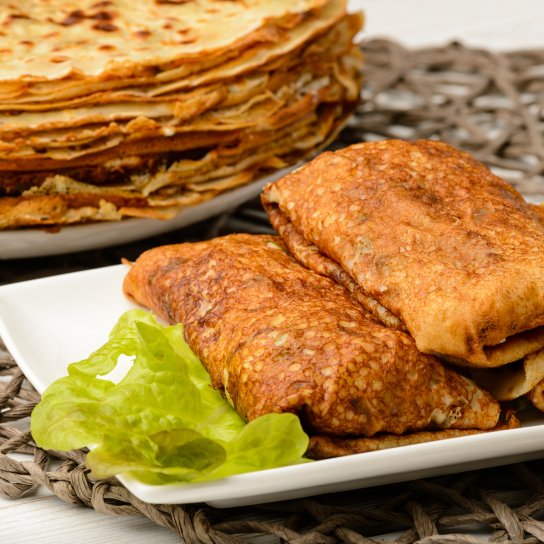 Млинці з картоплею і грибами