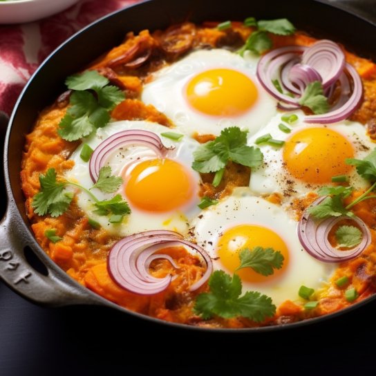 Интересная шакшука из картофеля с маринованным луком