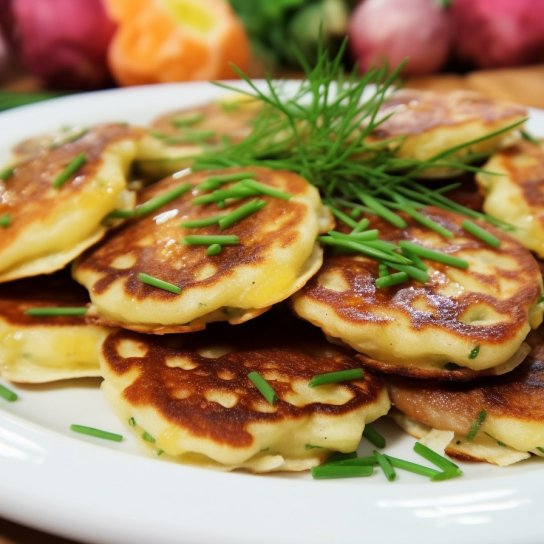 Оладьи на кефире с колбасой и сыром