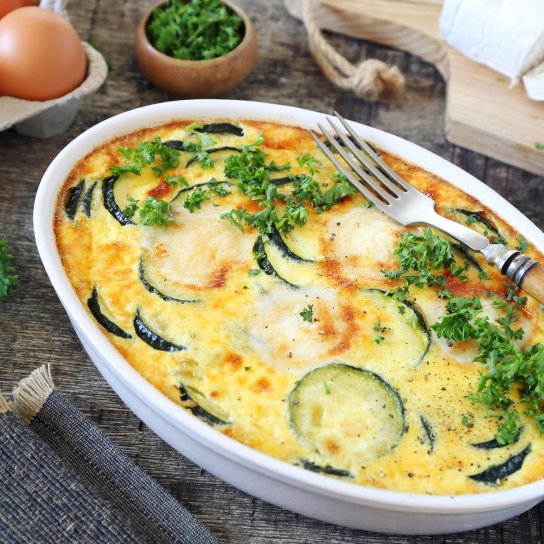 Гратен з цукіні та бекону