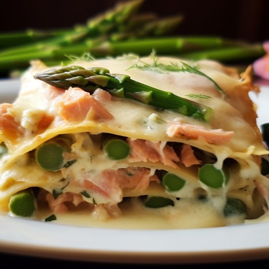 Лазанья з тунцем і спаржею