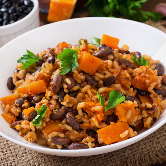 Плов з гарбузом і квасолею