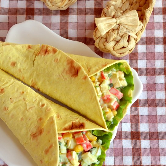 Лаваш з крабовими паличками