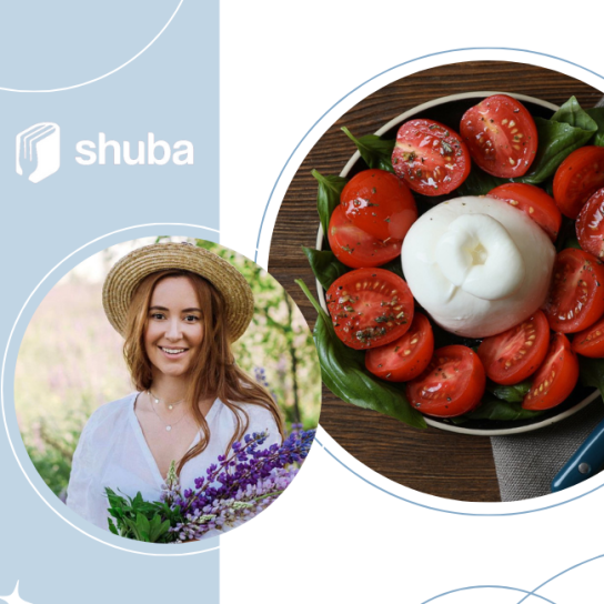 Теплий салат з буратою і запеченими томатами