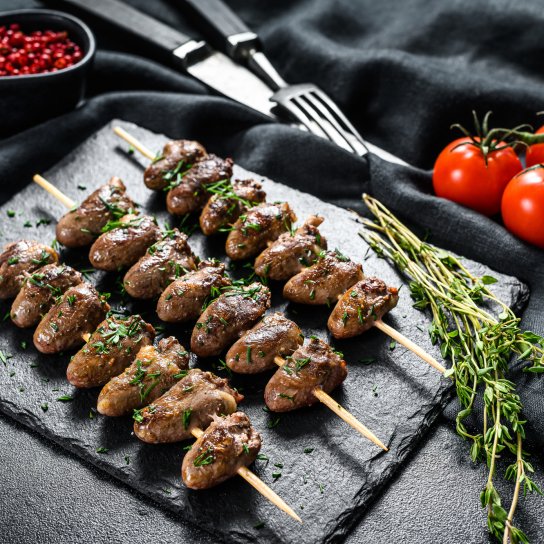 шашлик з  курячих сердець