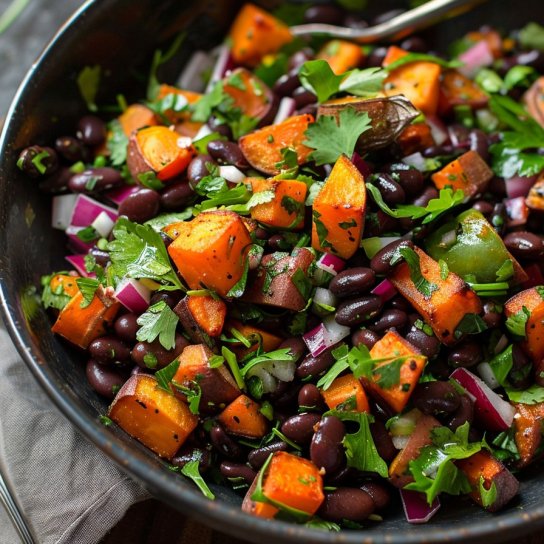 Салат із трьох видів квасолі й батату