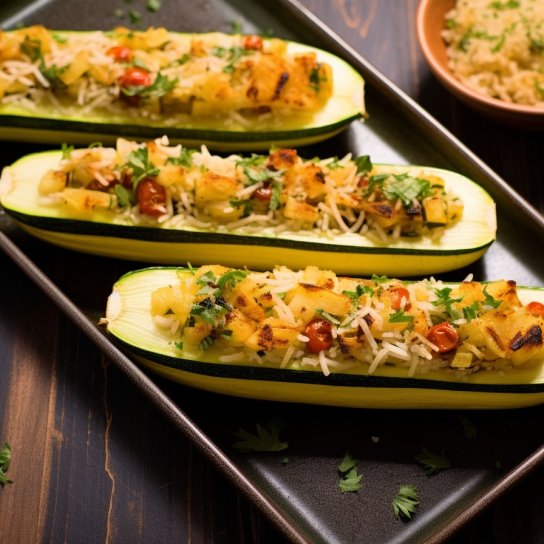 Пісні фаршировані кабачки з рисово-овочевою начинкою