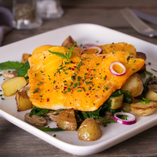 Рыба со шпинатом и грибами