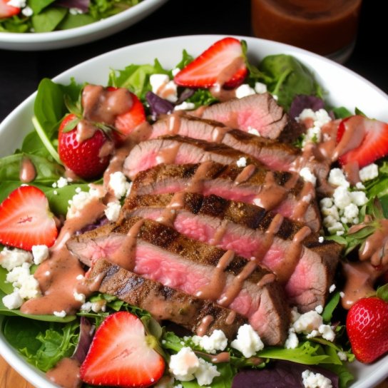 Салат зі стейком під полуничним соусом