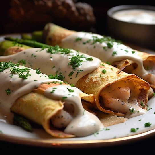 Запечені млинці зі спаржею