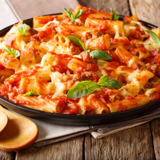 запіканка з макаронів та томатів