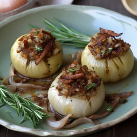 Цибуля, фарширована курячою печінкою