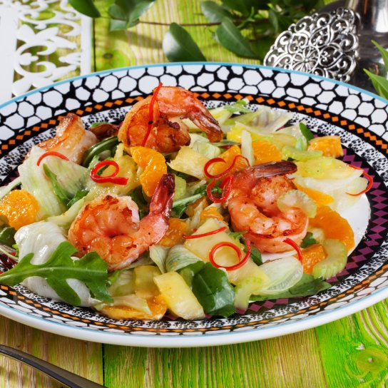 Салат з морепродуктами і мандаринами - рецепт