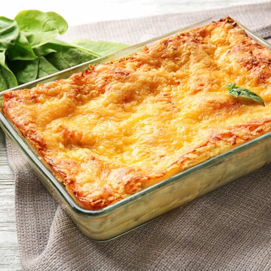 Лазанья с копченой грудинкой и капустой