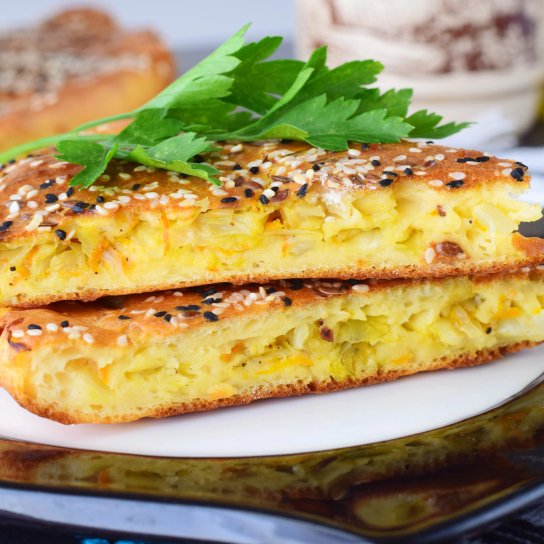 Заливний пиріг з капустою