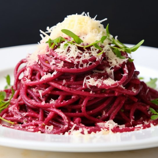 Рожева паста з купою сиру