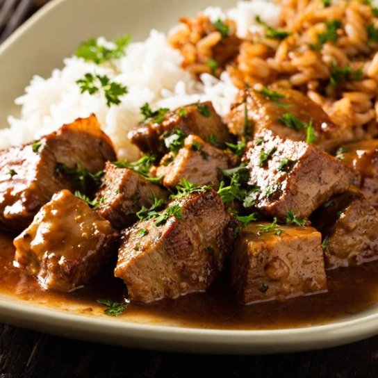 Свиняча поребрина з рисом