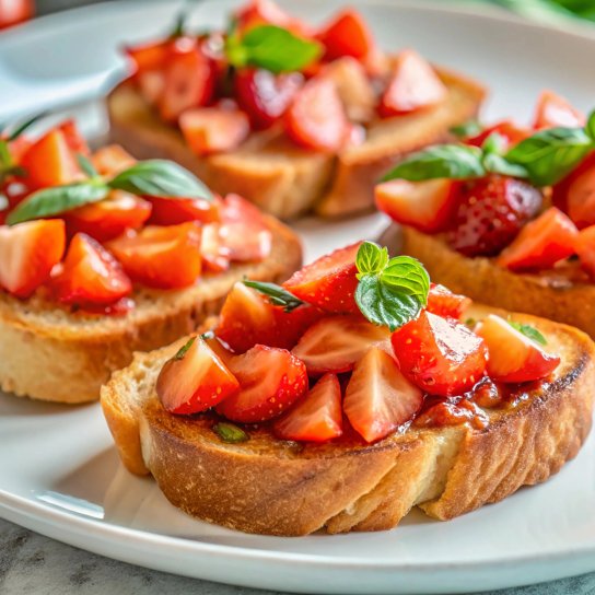 Брускети з паштетом та полуничним компоте