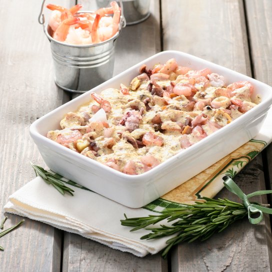 сирний гратен з креветками