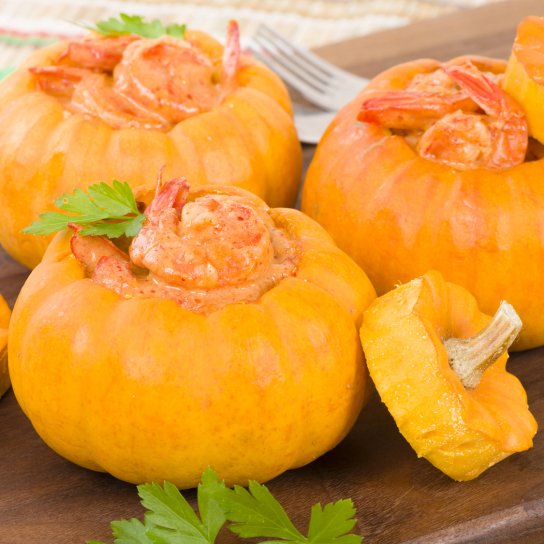 Фаршировані гарбузи з креветками