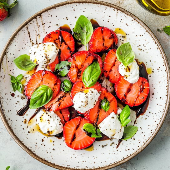 салат з полуницею, базиліком і карпатською вурдою