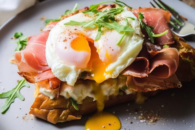 Смешкруасан з яйцем пашот