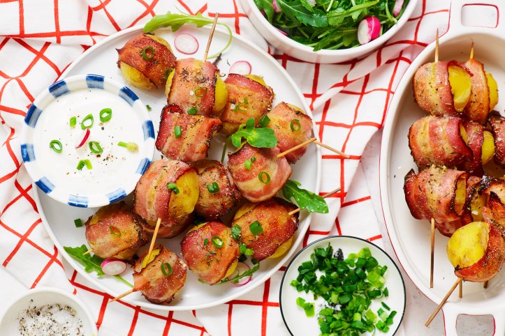 Шашлики з картоплі в беконі