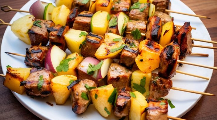 Соковитий свинячий шашлик з яблуками