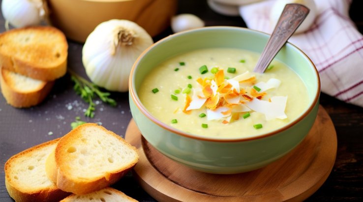 Крем-суп з цибулі і часнику