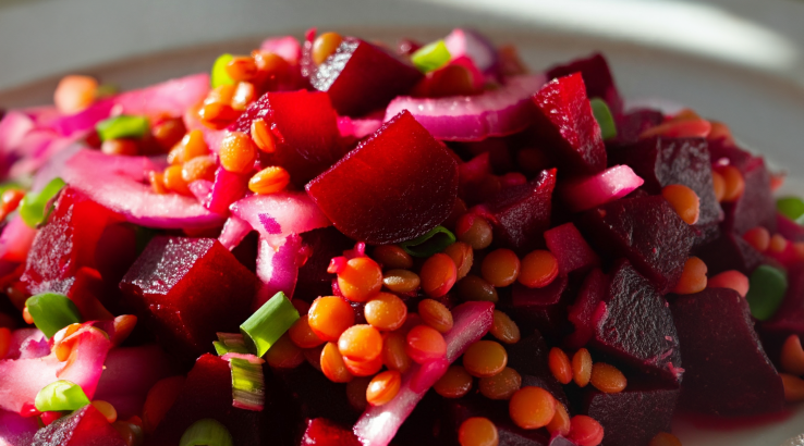 Салат з буряком і червоною сочевицею