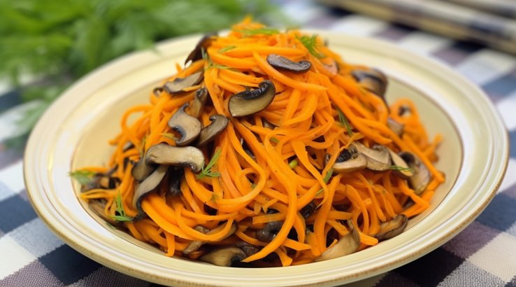 Морква по-корейськи з печерицями