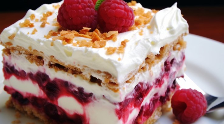 Холодний торт з малиною та желе