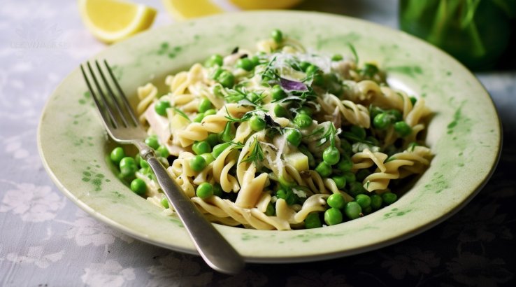 паста з кабачками і зеленим горошком