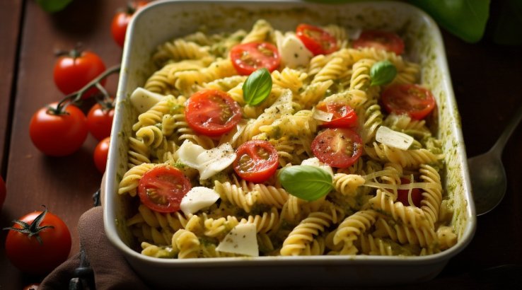 Холодна паста з томатним соусом песто