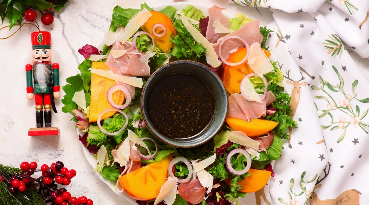 Салат з хурмою і хамоном