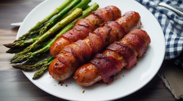 Сосиски в беконі з гірчичним соусом