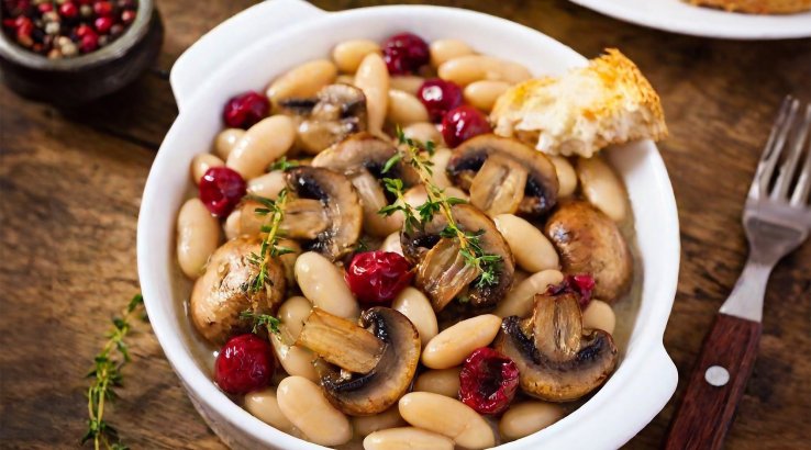 Квасоля з грибами